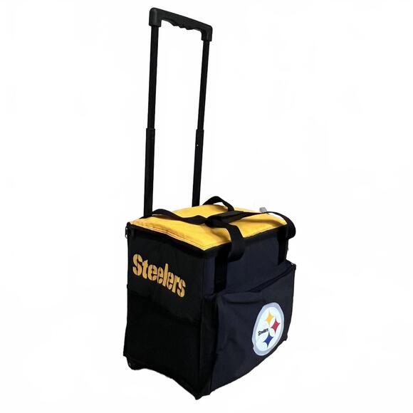 Pittsburgh Steelers Rolling Cooler Black Wheeled Collapsible Insulated Bag - Picture 1 of 7
